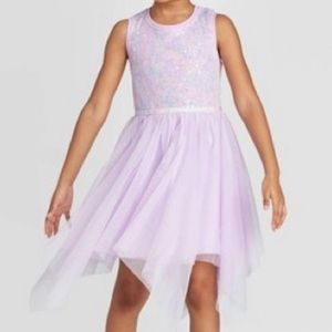 Cat & Jack Sequin Fairy Hem Dress Lilac 5T